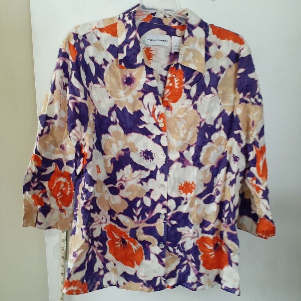 Alfred Dunner  20 2x shirt blouse xxl purple orange beige cotton top